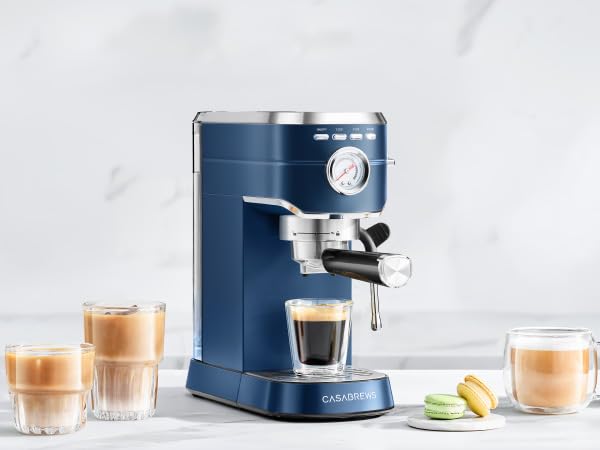 CASABREWS CM5418 Espresso Machine 20 Bar, Compact Espresso Maker with Steam Milk Frother, Stainless Steel Coffee Machine with 34oz Removable Water Tank for Cappuccino, Gift for Women or Men, Silver