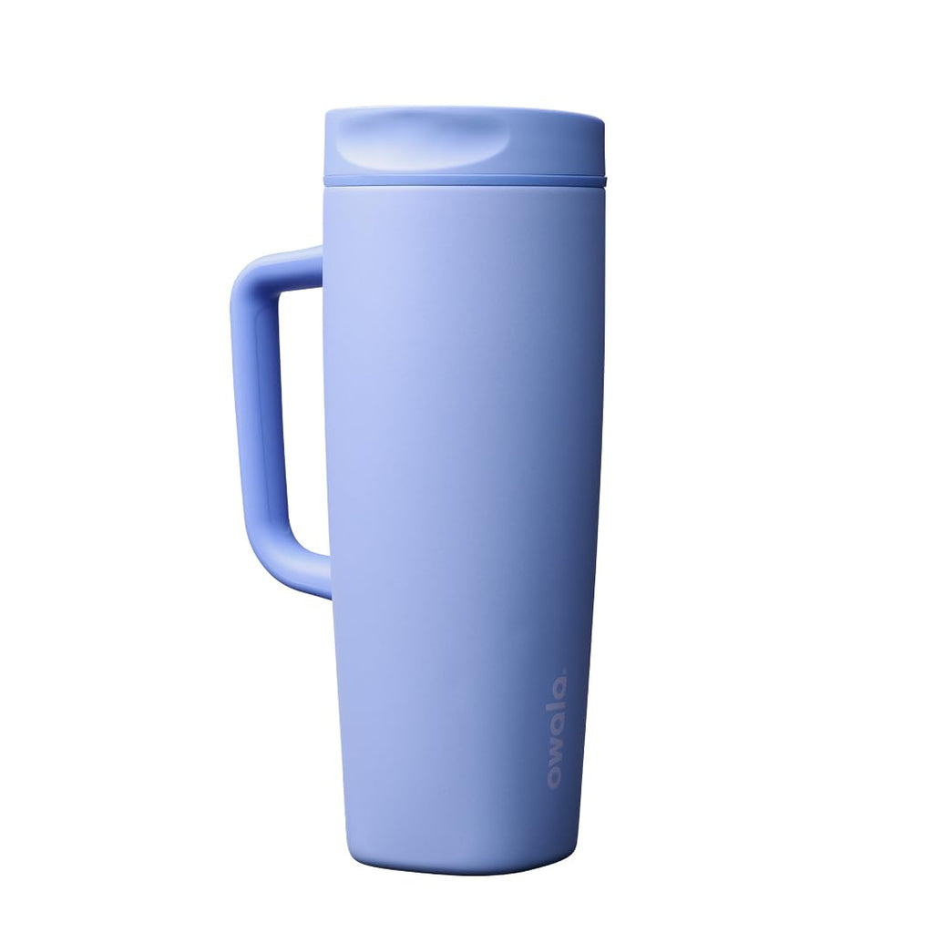 Owala SmoothSip Slider Insulated Stainless Steel Coffee Tumbler, Reusable Iced Coffee Cup, Hot Coffee Travel Mug, BPA Free 12 oz, Vanilla Bean