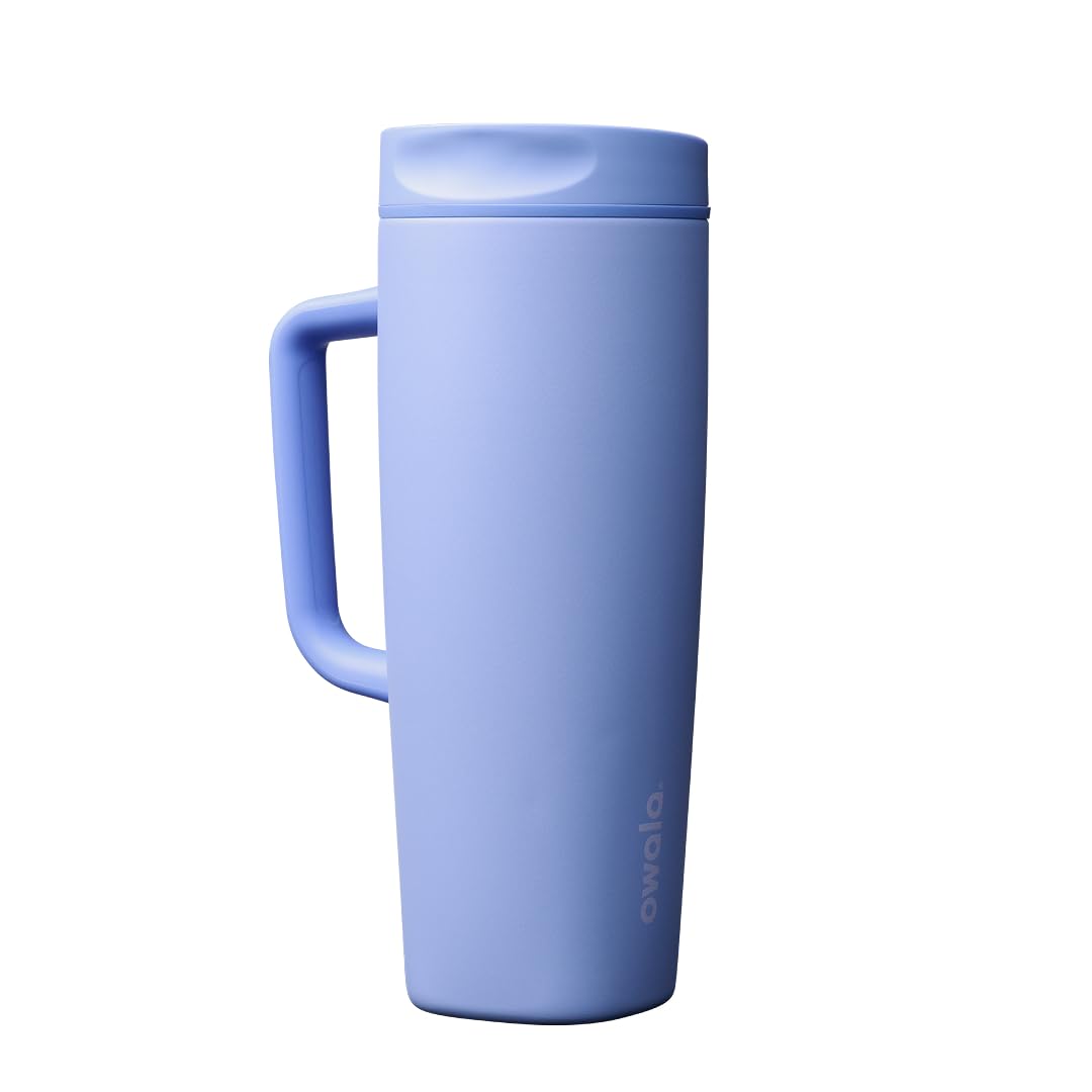 Owala SmoothSip Slider Insulated Stainless Steel Coffee Tumbler, Reusable Iced Coffee Cup, Hot Coffee Travel Mug, BPA Free 20 oz, Pucker Up