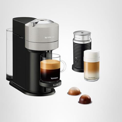 Nespresso Vertuo Next Coffee and Espresso Maker by Breville, with Aeroccino Milk Frother, Light Grey