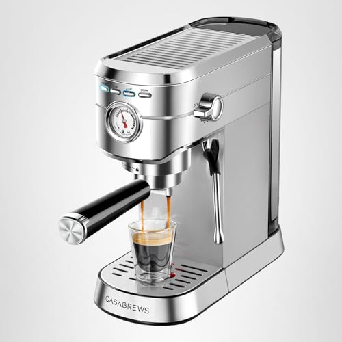 CASABREWS CM5418 Espresso Machine 20 Bar, Compact Espresso Maker with Steam Milk Frother, Stainless Steel Coffee Machine with 34oz Removable Water Tank for Cappuccino, Gift for Women or Men, Silver