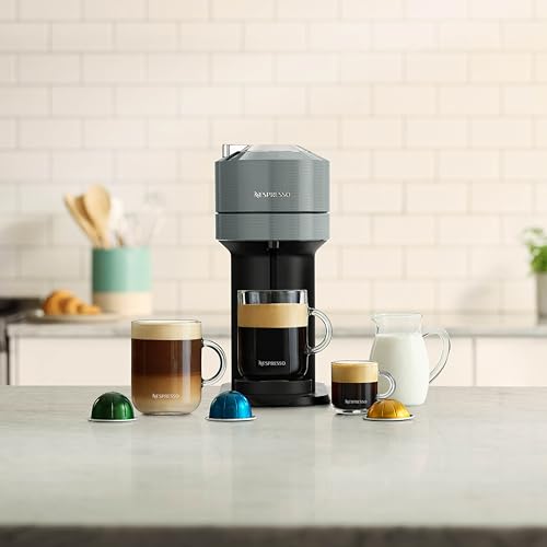 Nespresso Vertuo Next Coffee and Espresso Maker by Breville, with Aeroccino Milk Frother, Light Grey