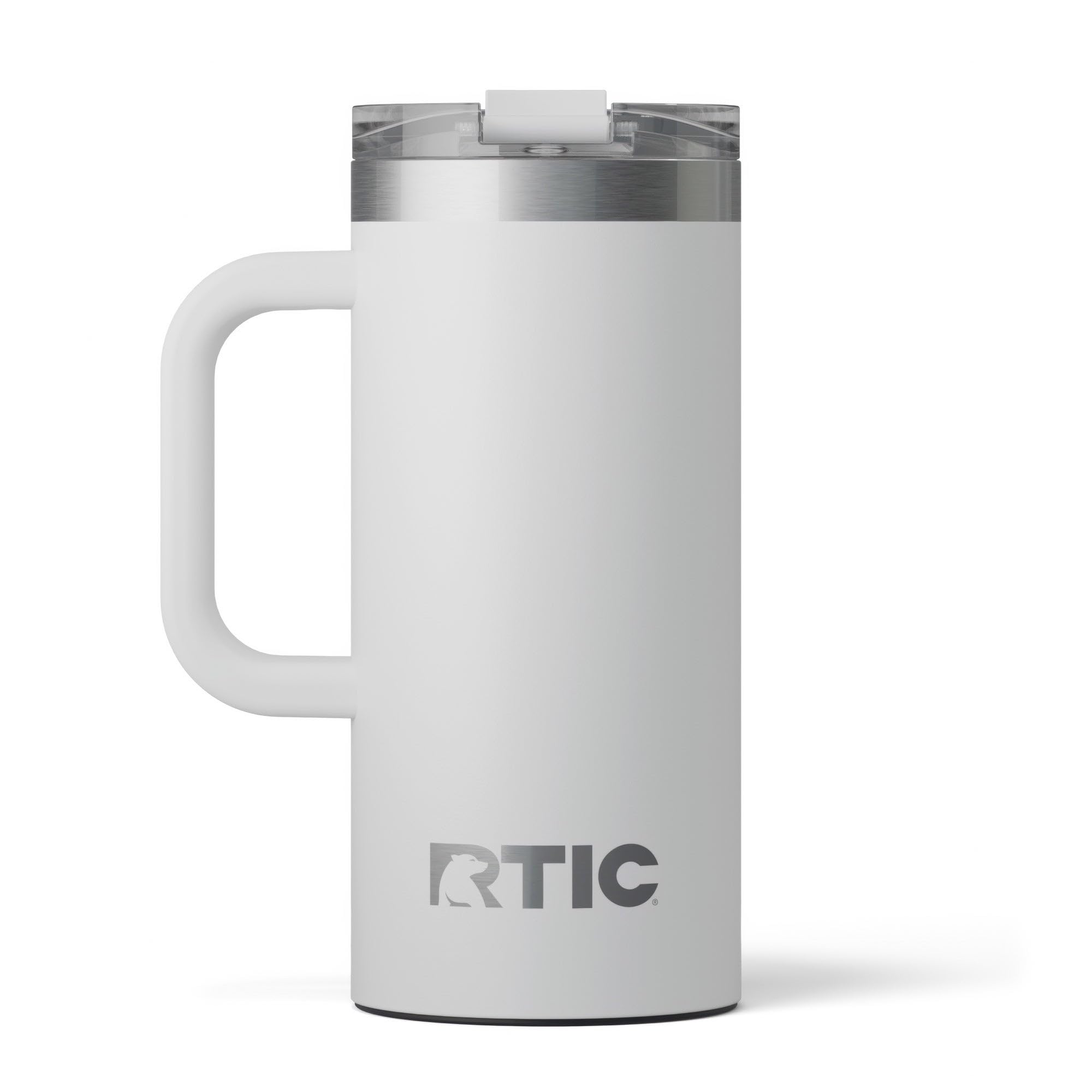 RTIC 20oz Road Trip Travel Mug with Lid and Handle, Ceramic Lined, Insulated, Stainless Steel, Metal, Double Wall Vacuum-Insulation, Portable Coffee, Tea Cup for Hot and Cold Drink, Black