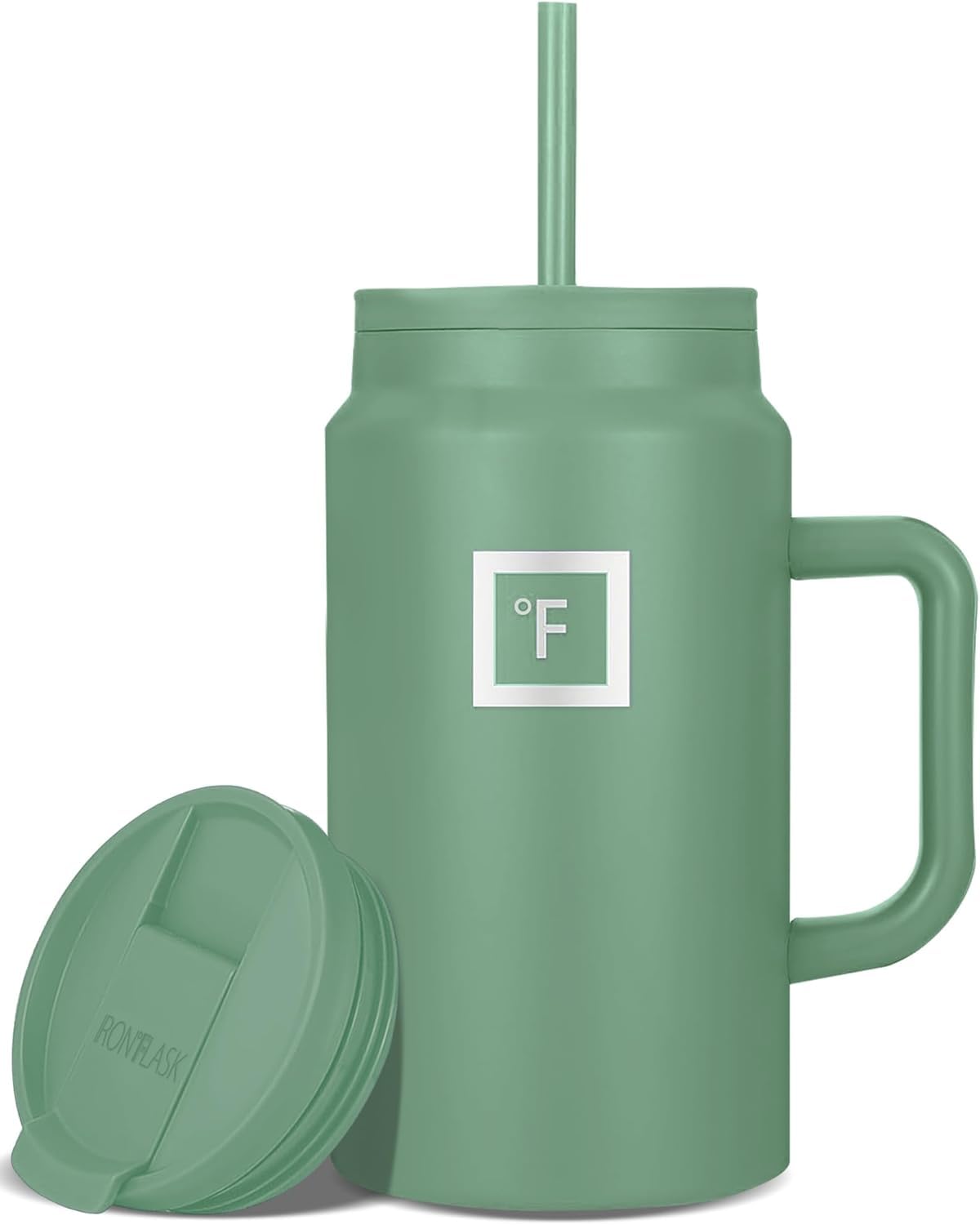 IRON °FLASK Co-Pilot Insulated Mug w/Straw & Flip Cap Lids - Cup Holder Bottle for Hot, Cold Drink - Leak-Proof - Water, Coffee Portable Travel Mug - Aurora, 40 Oz