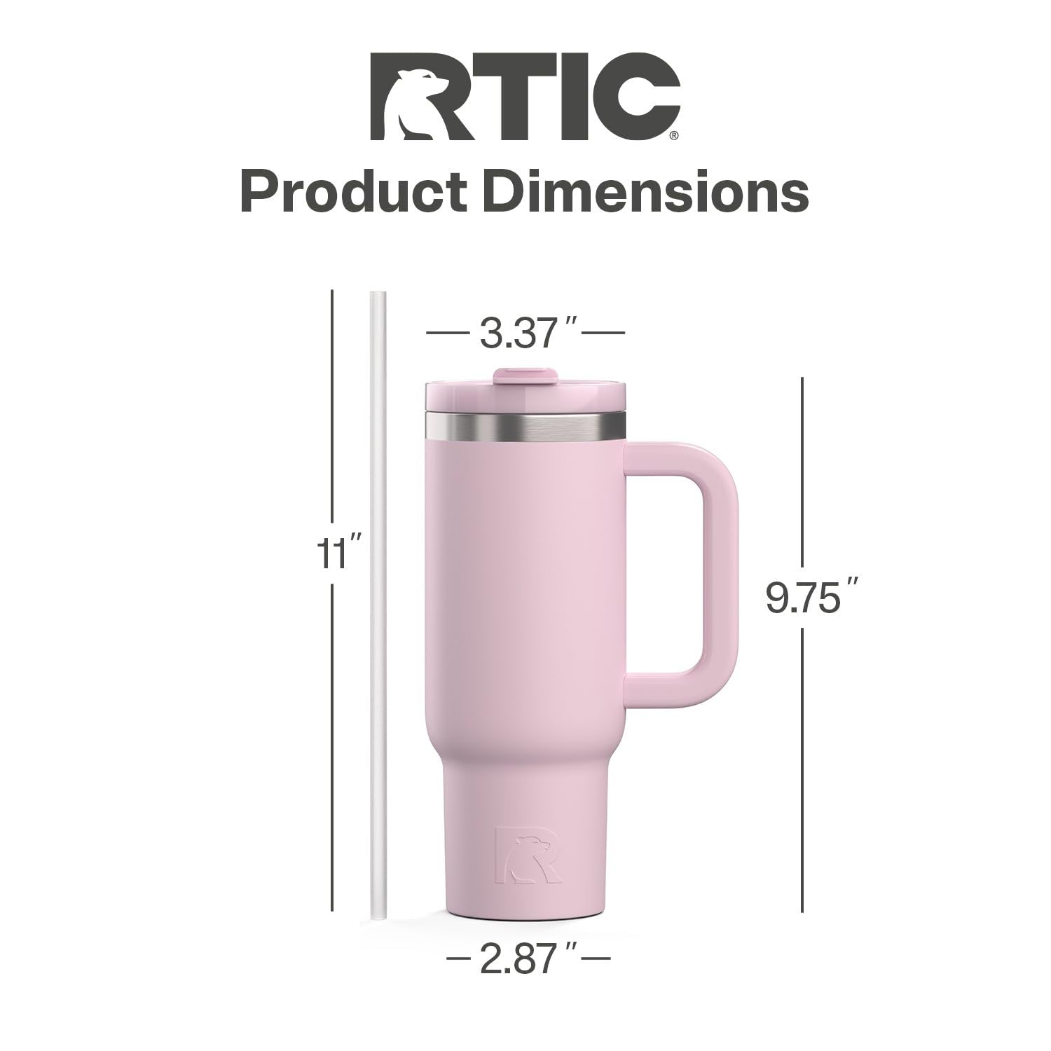 RTIC 40 oz Road Trip Tumbler Double-Walled Cermaic Lined Insulated Stainless Steel Portable Travel Coffee Mug Cup with Lid, Handle and Straw, Trailblazer