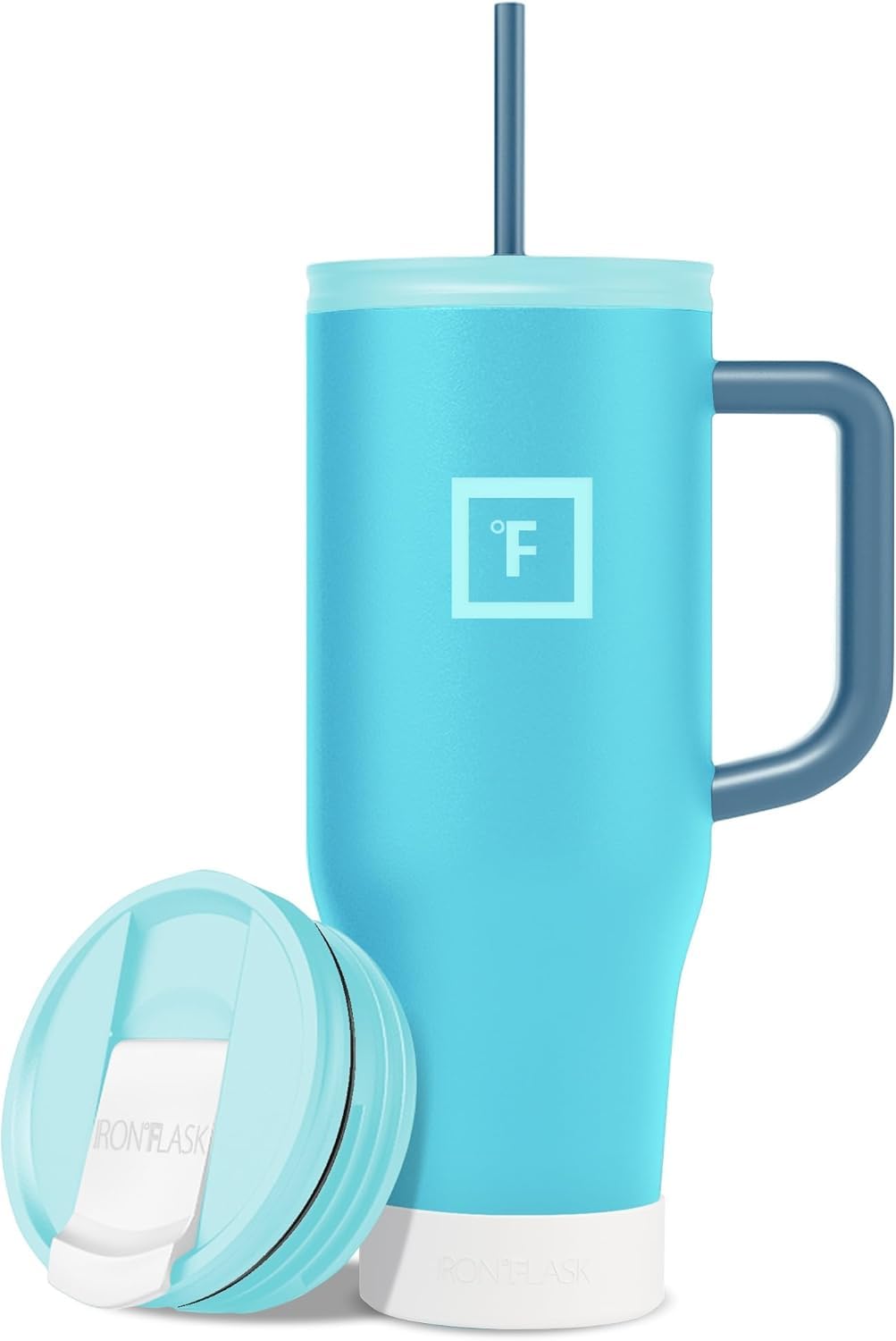 IRON °FLASK Co-Pilot Insulated Mug w/Straw & Flip Cap Lids - Cup Holder Bottle for Hot, Cold Drink - Leak-Proof - Water, Coffee Portable Travel Mug - Aurora, 40 Oz