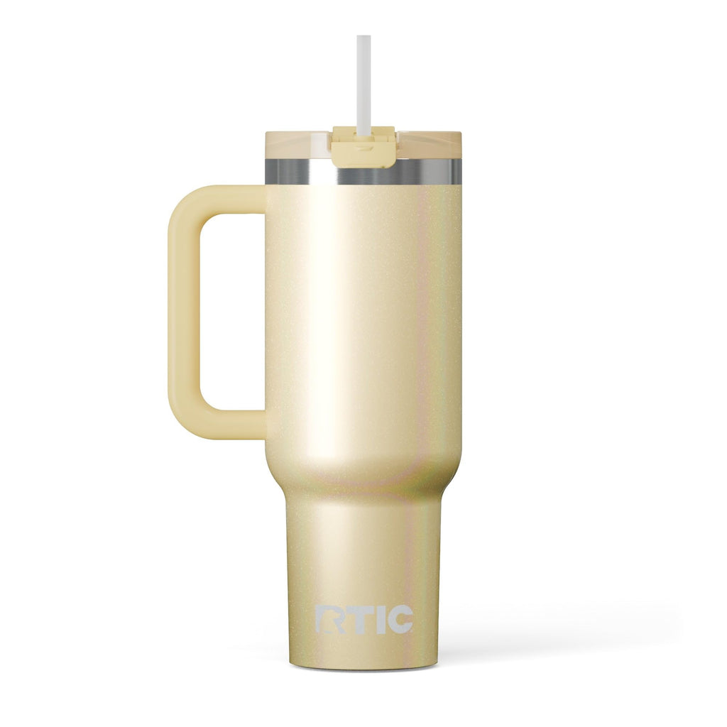 RTIC 40 oz Road Trip Tumbler Double-Walled Cermaic Lined Insulated Stainless Steel Portable Travel Coffee Mug Cup with Lid, Handle and Straw, Trailblazer
