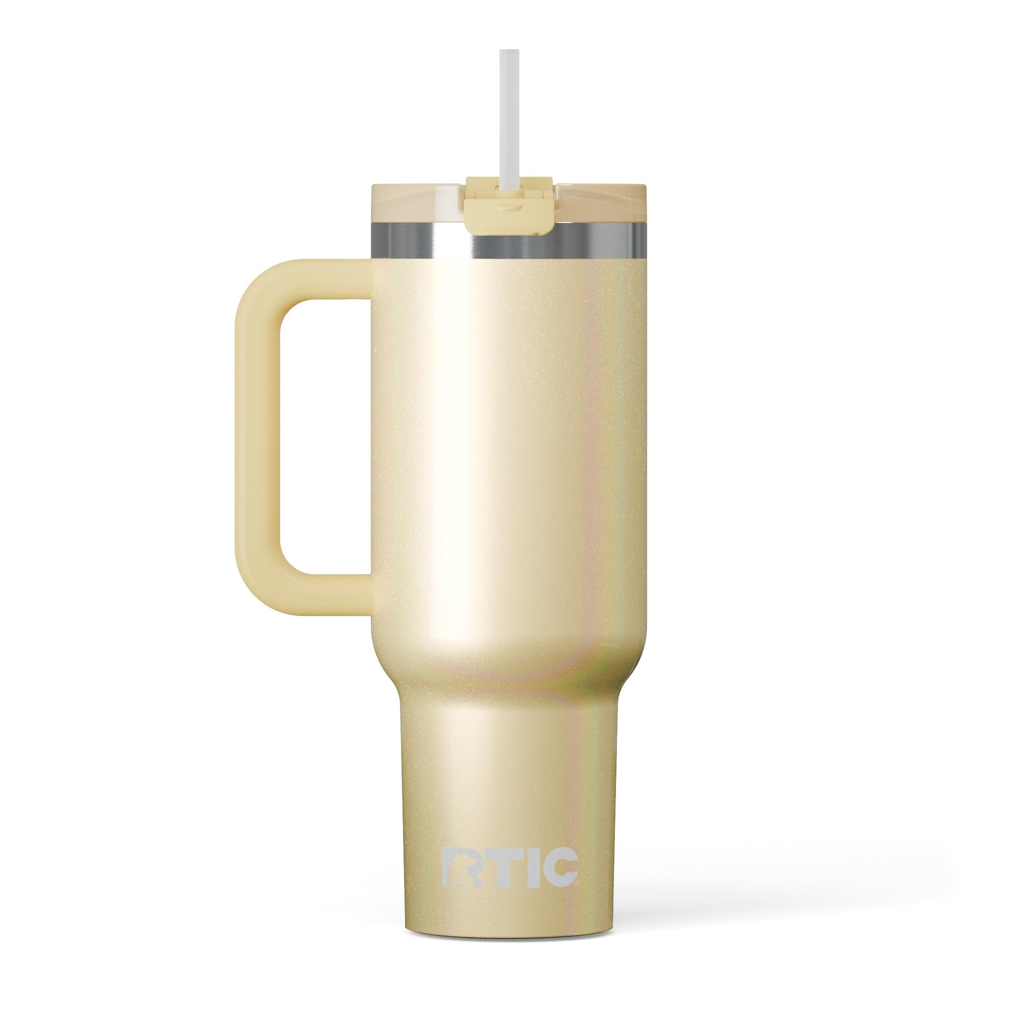 RTIC 40 oz Road Trip Tumbler Double-Walled Cermaic Lined Insulated Stainless Steel Portable Travel Coffee Mug Cup with Lid, Handle and Straw, Trailblazer