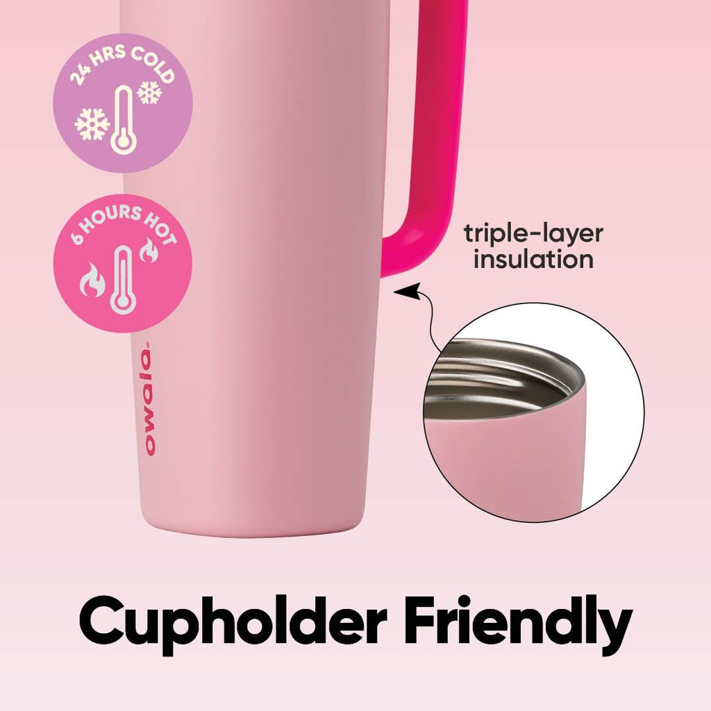 Owala SmoothSip Slider Insulated Stainless Steel Coffee Tumbler, Reusable Iced Coffee Cup, Hot Coffee Travel Mug, BPA Free 12 oz, Vanilla Bean