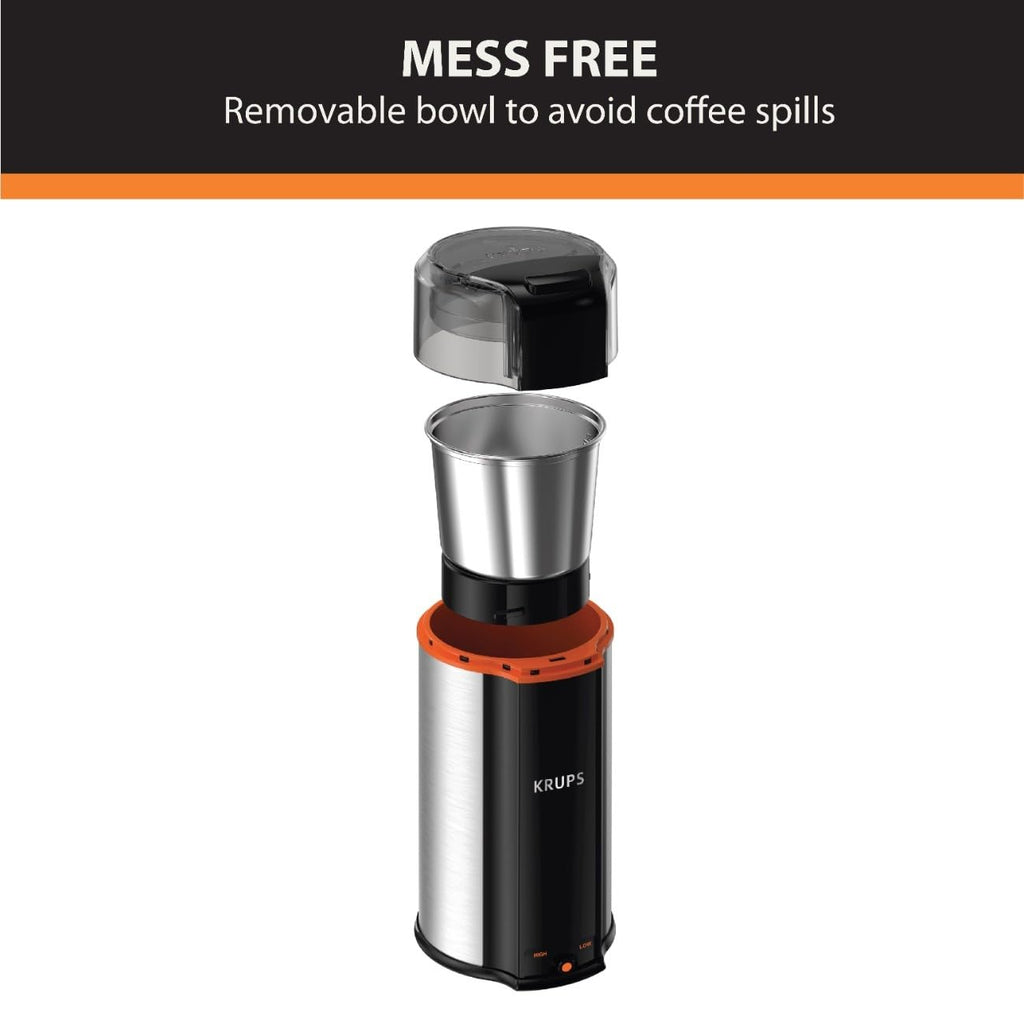 KRUPS Precision Electric Coffee Grinders, 3 oz Capacity, 200W Motor, Stainless Steel Blades for Uniform Grinding of Beans, Herb and Nuts, Coffee and Spice Grinder Electric, (Black)