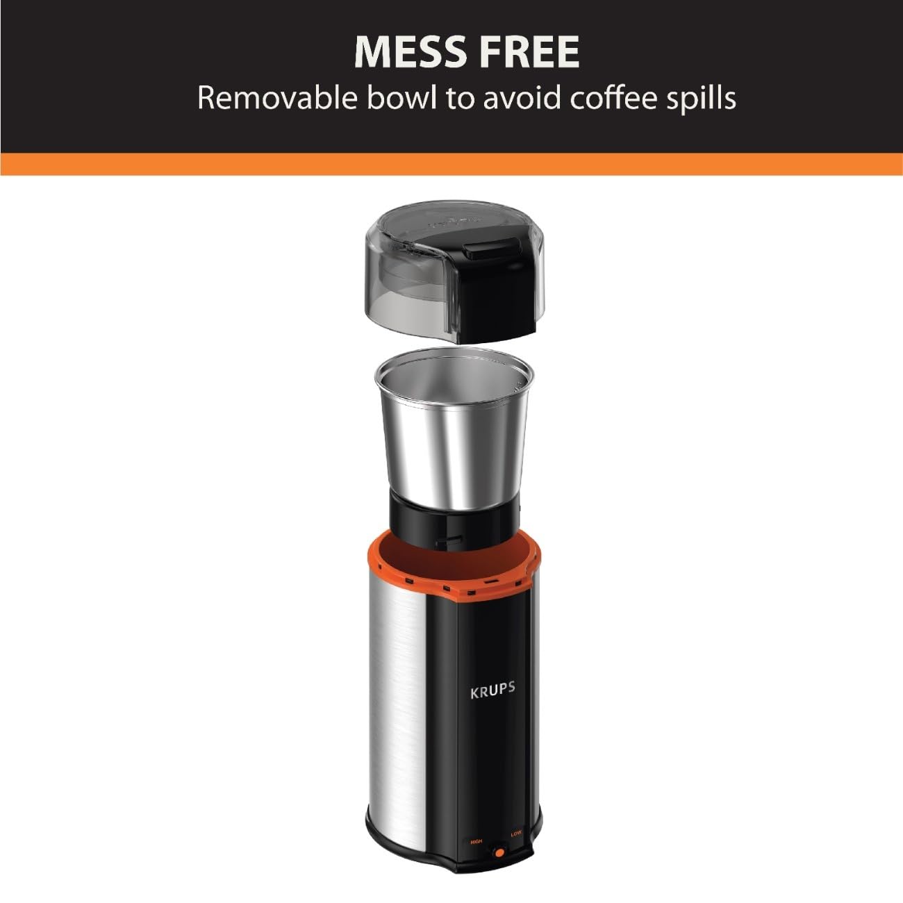 KRUPS Precision Electric Coffee Grinders, 3 oz Capacity, 200W Motor, Stainless Steel Blades for Uniform Grinding of Beans, Herb and Nuts, Coffee and Spice Grinder Electric, (Black)