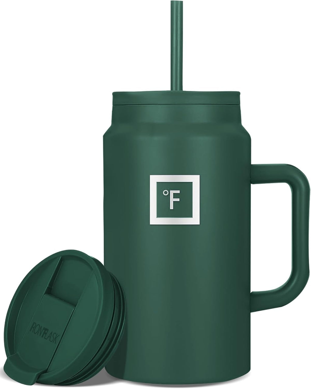 IRON °FLASK Co-Pilot Insulated Mug w/Straw & Flip Cap Lids - Cup Holder Bottle for Hot, Cold Drink - Leak-Proof - Water, Coffee Portable Travel Mug - Aurora, 40 Oz