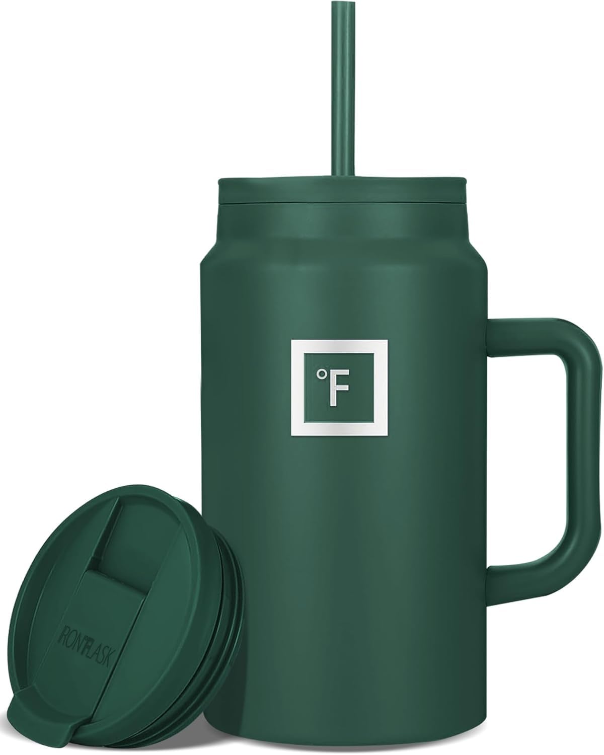 IRON °FLASK Co-Pilot Insulated Mug w/Straw & Flip Cap Lids - Cup Holder Bottle for Hot, Cold Drink - Leak-Proof - Water, Coffee Portable Travel Mug - Aurora, 40 Oz