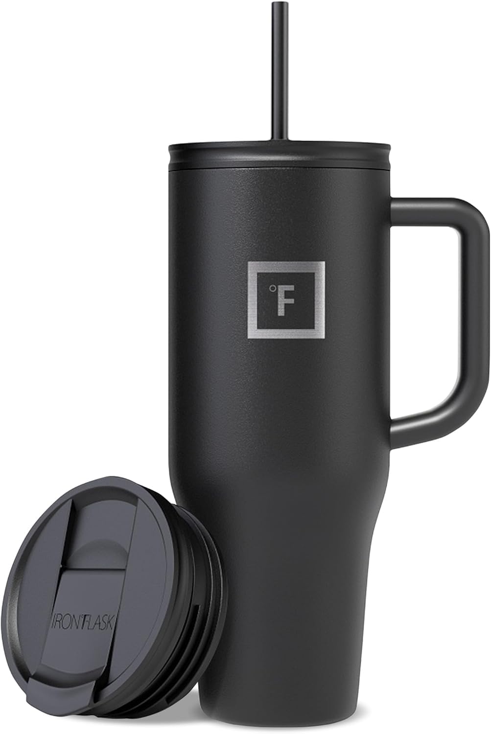IRON °FLASK Co-Pilot Insulated Mug w/Straw & Flip Cap Lids - Cup Holder Bottle for Hot, Cold Drink - Leak-Proof - Water, Coffee Portable Travel Mug - Aurora, 40 Oz