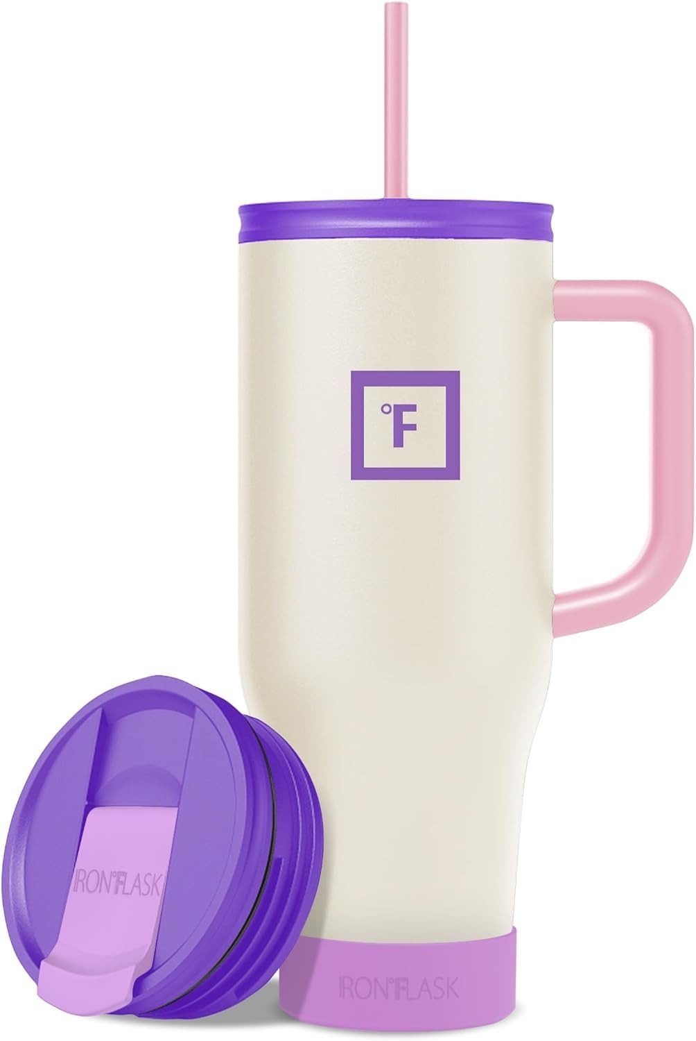 IRON °FLASK Co-Pilot Insulated Mug w/Straw & Flip Cap Lids - Cup Holder Bottle for Hot, Cold Drink - Leak-Proof - Water, Coffee Portable Travel Mug - Aurora, 40 Oz