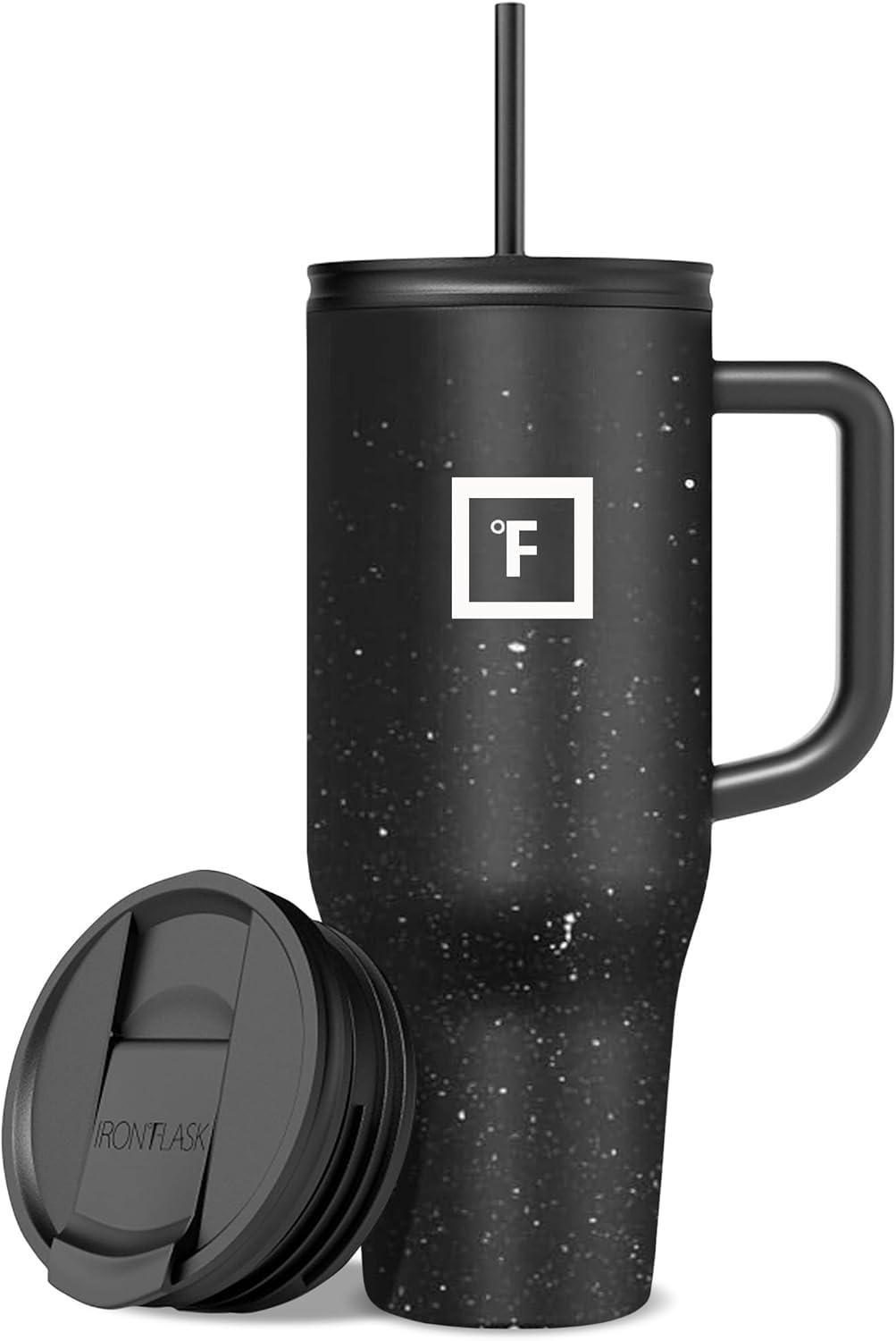 IRON °FLASK Co-Pilot Insulated Mug w/Straw & Flip Cap Lids - Cup Holder Bottle for Hot, Cold Drink - Leak-Proof - Water, Coffee Portable Travel Mug - Aurora, 40 Oz