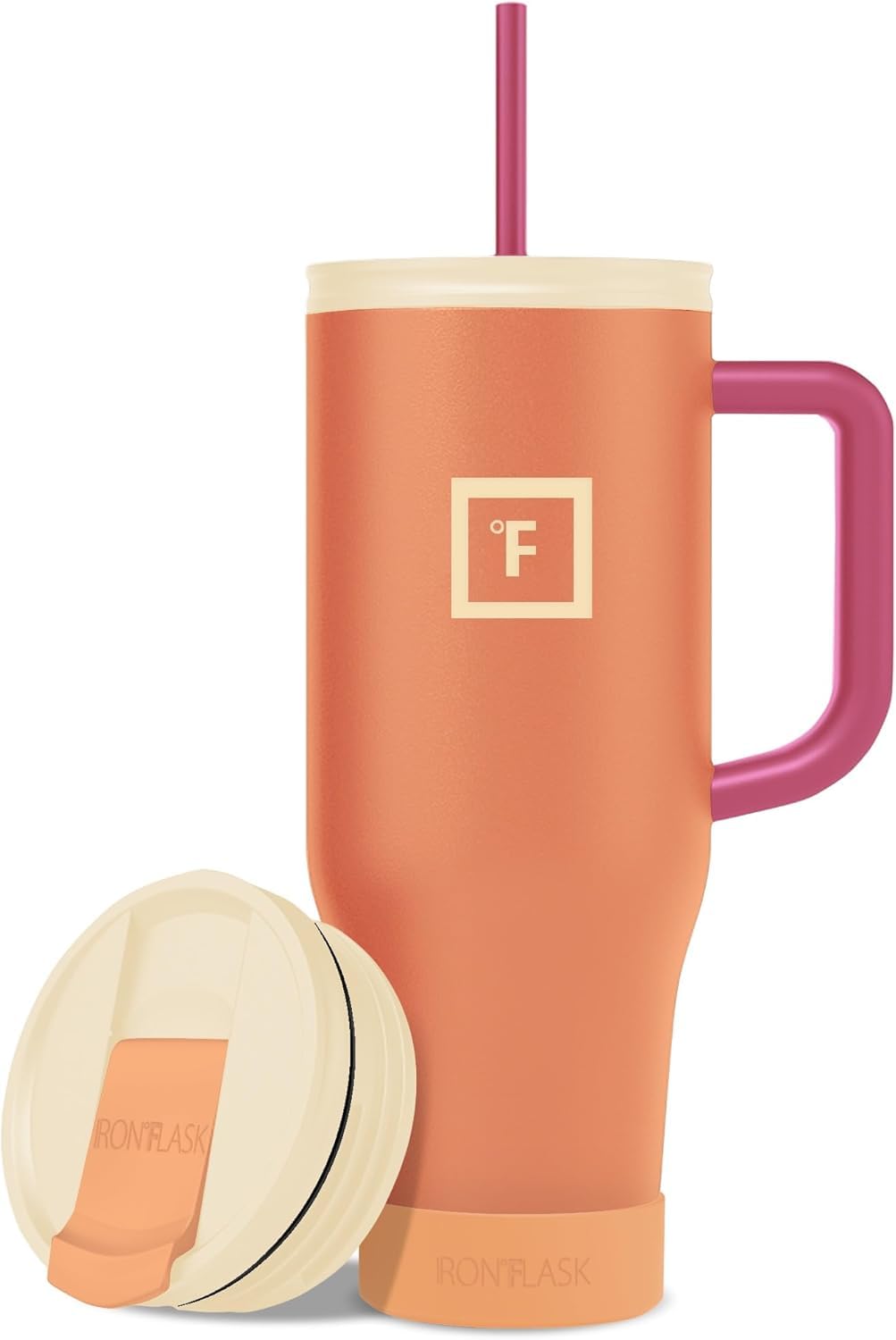 IRON °FLASK Co-Pilot Insulated Mug w/Straw & Flip Cap Lids - Cup Holder Bottle for Hot, Cold Drink - Leak-Proof - Water, Coffee Portable Travel Mug - Aurora, 40 Oz