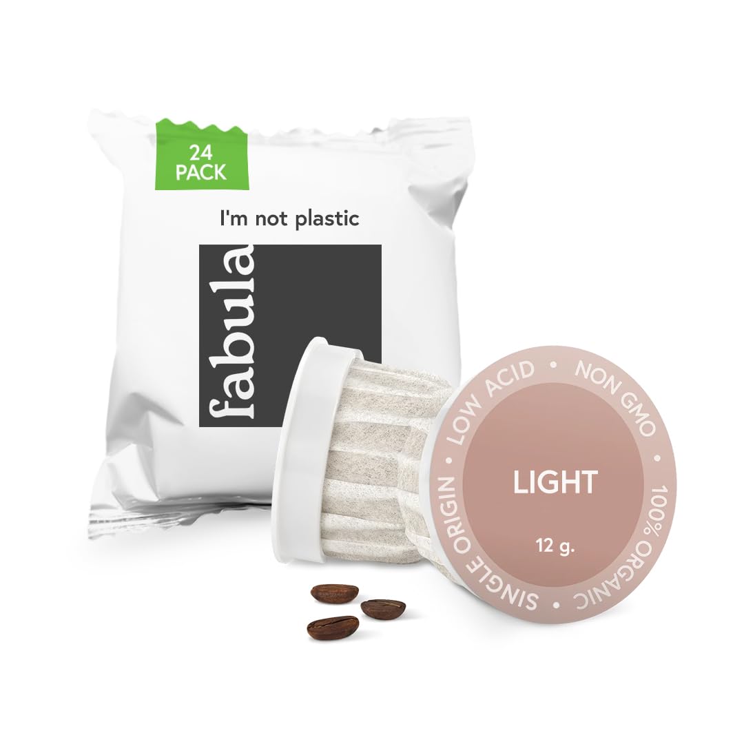 Fabula USDA Organic Coffee Pods for Keurig, Keurig 2 Machines, Medium Roast, Low Acid Coffee K-Cups, 24 Ct, Single Origin - Mold Free - Non-GMO Kcups, Compostable, Biodegradable
