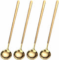 4 PCS 6.7 Inches Coffee Spoons, Stirring Spoons, Tea Spoons Long Handle, Teaspoons, Gold Spoons, Ice Tea Spoons, Long Spoons for Stirring, Espresso Spoons Stainless Steel