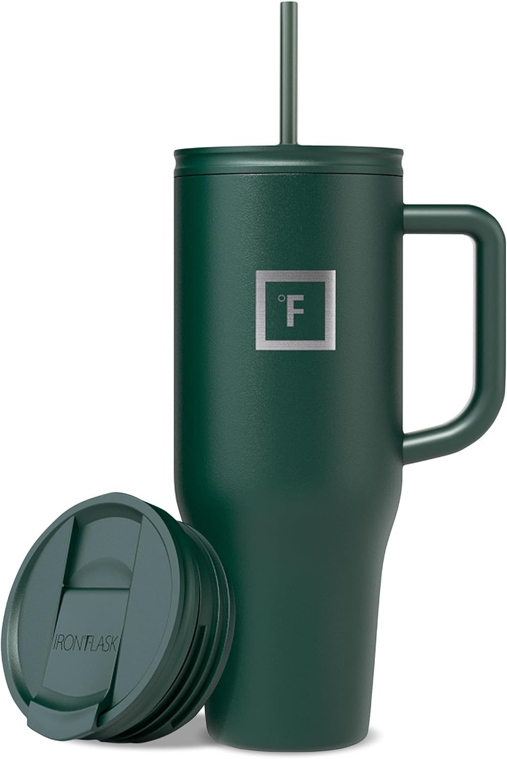 IRON °FLASK Co-Pilot Insulated Mug w/Straw & Flip Cap Lids - Cup Holder Bottle for Hot, Cold Drink - Leak-Proof - Water, Coffee Portable Travel Mug - Aurora, 40 Oz