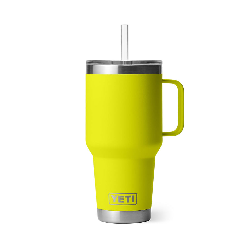 YETI Rambler 35 oz Tumbler with Handle and Straw Lid, Travel Mug Water Tumbler, Vacuum Insulated Cup with Handle, Stainless Steel, Moon Dust - Textured