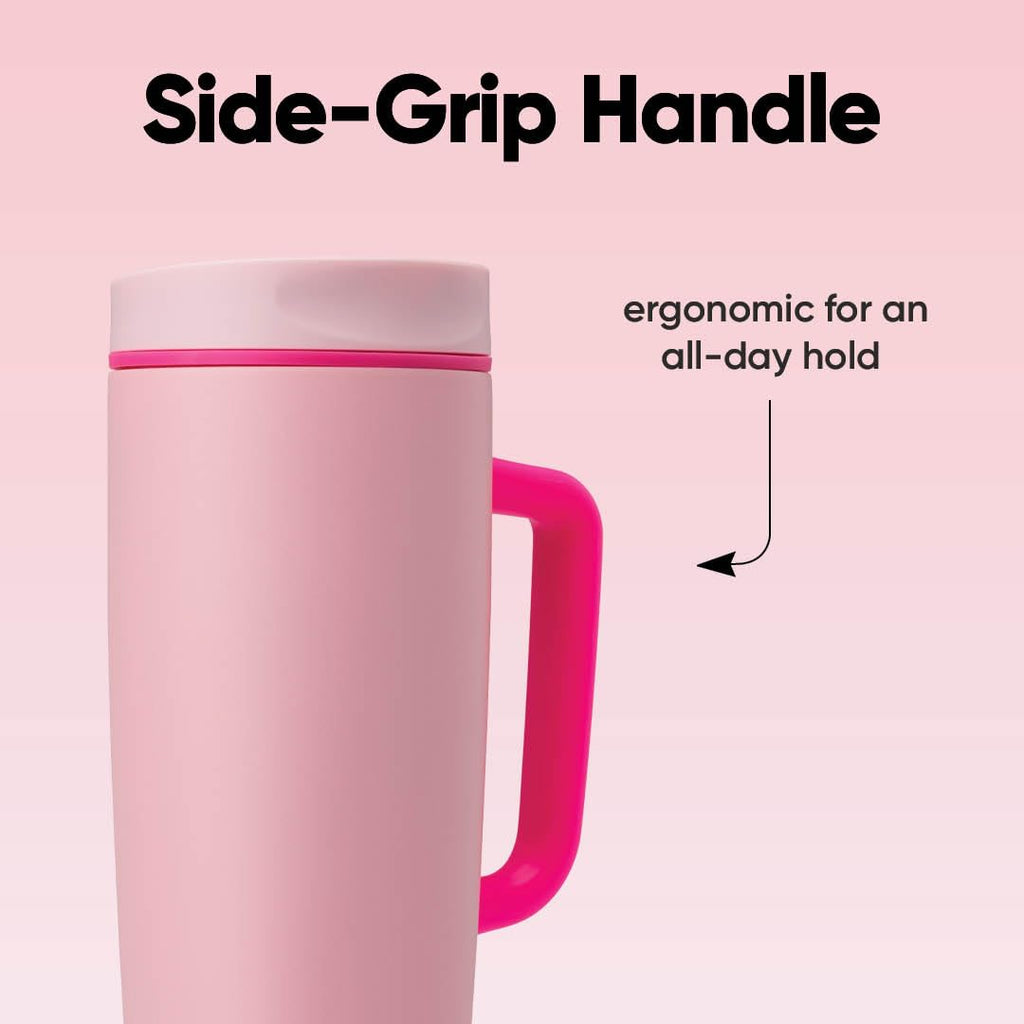 Owala SmoothSip Slider Insulated Stainless Steel Coffee Tumbler, Reusable Iced Coffee Cup, Hot Coffee Travel Mug, BPA Free 12 oz, Vanilla Bean