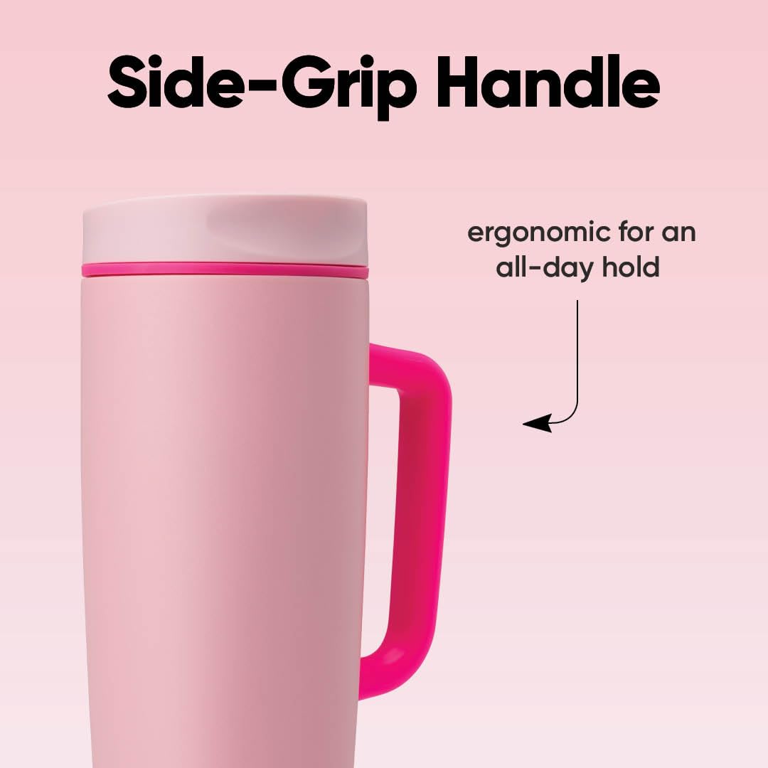 Owala SmoothSip Slider Insulated Stainless Steel Coffee Tumbler, Reusable Iced Coffee Cup, Hot Coffee Travel Mug, BPA Free 12 oz, Vanilla Bean