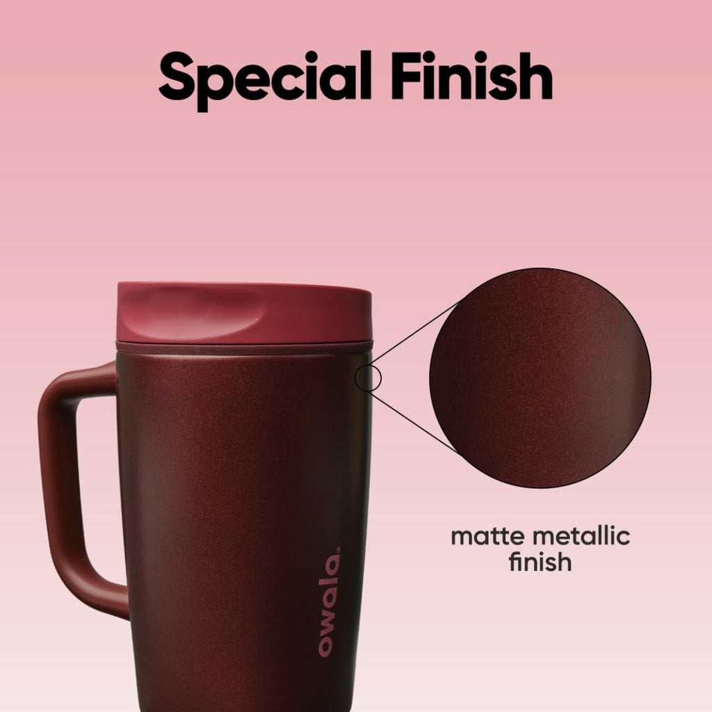 Owala SmoothSip Slider Insulated Stainless Steel Coffee Tumbler, Reusable Iced Coffee Cup, Hot Coffee Travel Mug, BPA Free 12 oz, Vanilla Bean