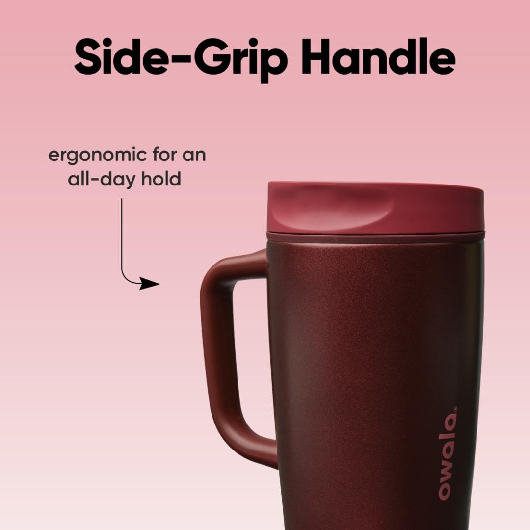 Owala SmoothSip Slider Insulated Stainless Steel Coffee Tumbler, Reusable Iced Coffee Cup, Hot Coffee Travel Mug, BPA Free 12 oz, Vanilla Bean