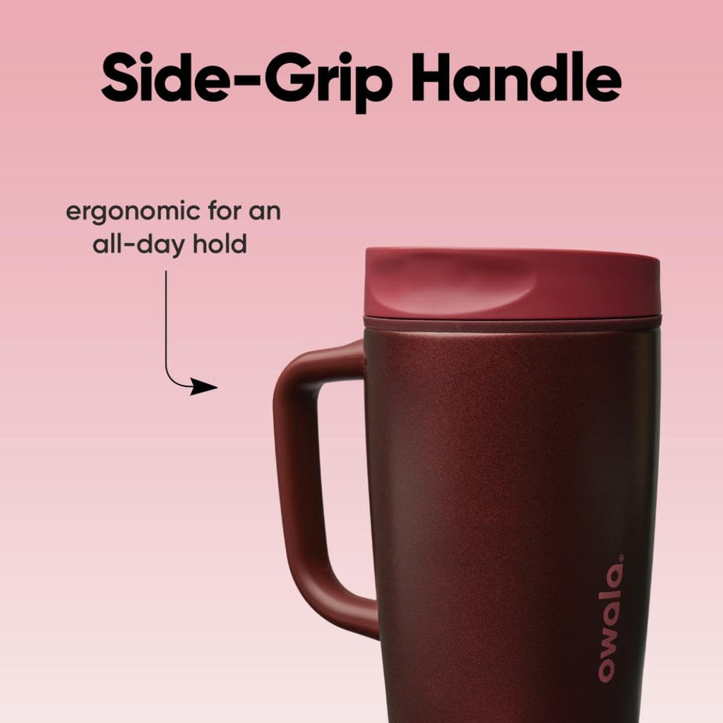 Owala SmoothSip Slider Insulated Stainless Steel Coffee Tumbler, Reusable Iced Coffee Cup, Hot Coffee Travel Mug, BPA Free 20 oz, Pucker Up