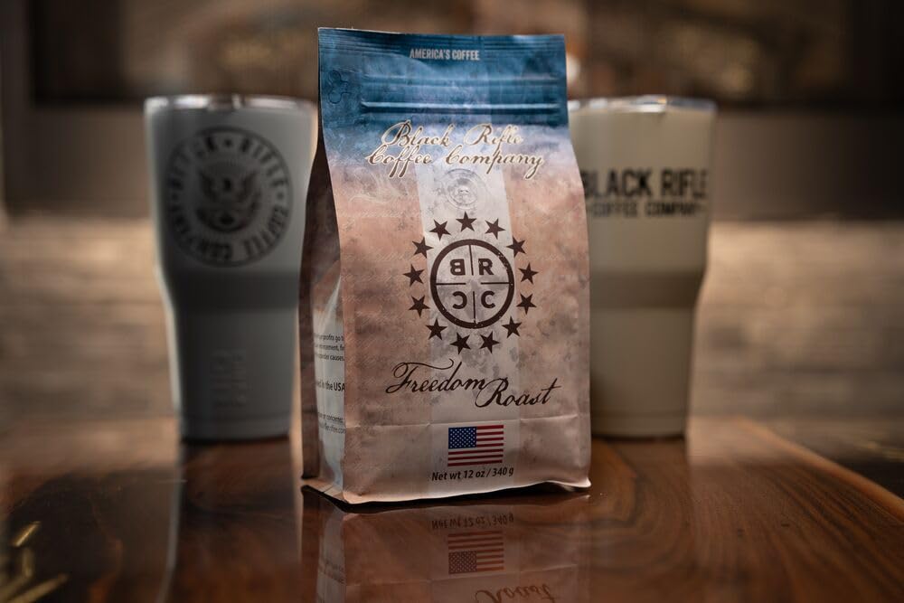 Black Rifle Coffee Company Just Black, 18oz Bag, Ground Coffee Medium Roast - Roasted Blend Made from Arabica Beans - Colombian & Brazilian Beans - Veteran Founded & American Made