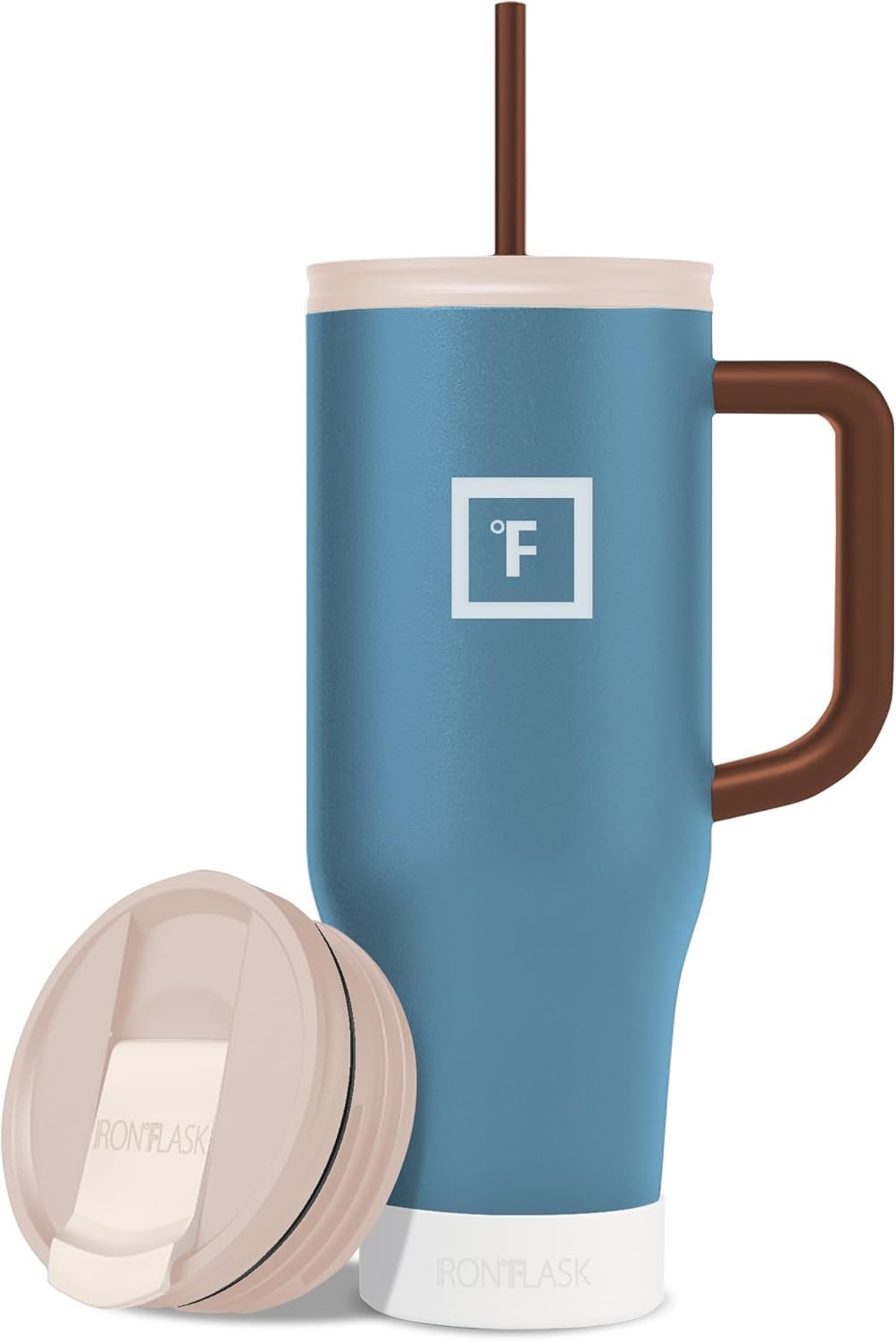 IRON °FLASK Co-Pilot Insulated Mug w/Straw & Flip Cap Lids - Cup Holder Bottle for Hot, Cold Drink - Leak-Proof - Water, Coffee Portable Travel Mug - Aurora, 40 Oz