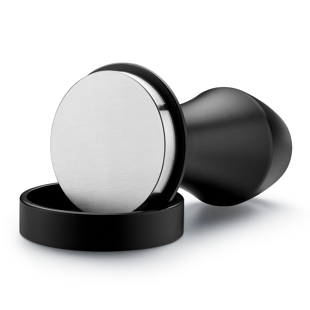Normcore V4 Coffee Tamper 53.3mm - Spring-Loaded Tamper - Barista Espresso Tamper with 15lb / 25lb / 30lbs Replacement Springs - Anodized Aluminum Handle and Stand - Flat Base, Black