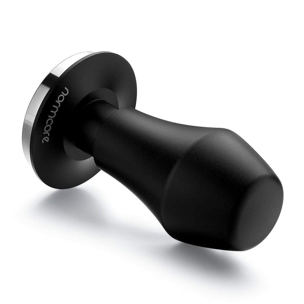 Normcore V4 Coffee Tamper 53.3mm - Spring-Loaded Tamper - Barista Espresso Tamper with 15lb / 25lb / 30lbs Replacement Springs - Anodized Aluminum Handle and Stand - Flat Base, Black