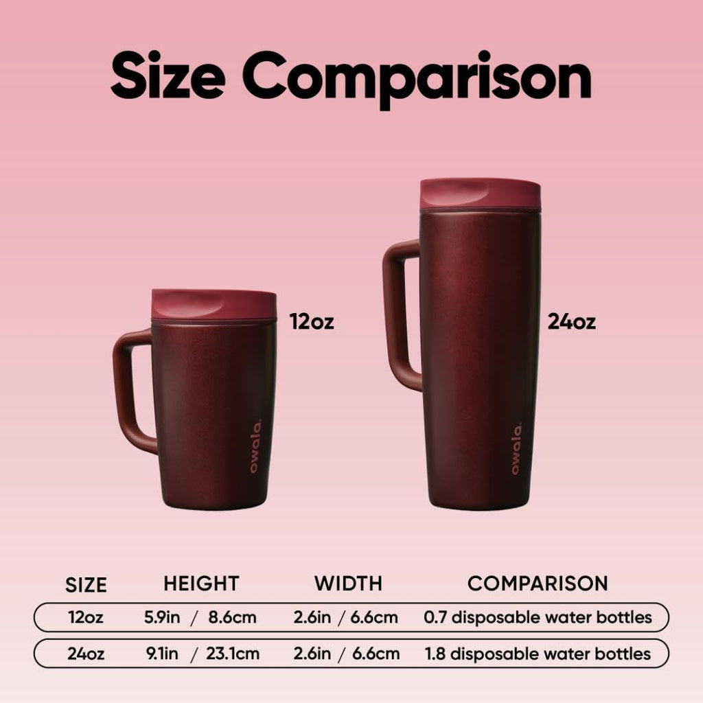Owala SmoothSip Slider Insulated Stainless Steel Coffee Tumbler, Reusable Iced Coffee Cup, Hot Coffee Travel Mug, BPA Free 20 oz, Pucker Up