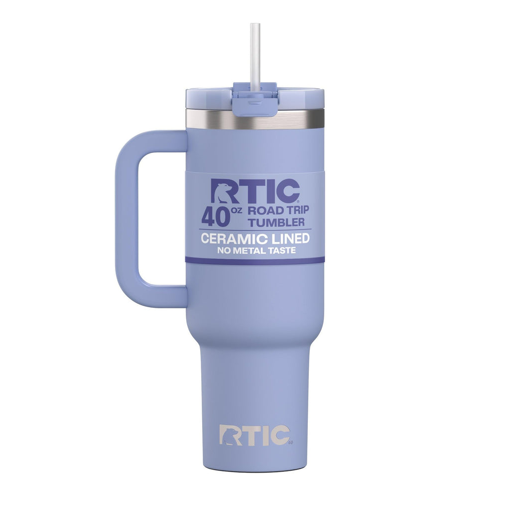 RTIC 40 oz Road Trip Tumbler Double-Walled Cermaic Lined Insulated Stainless Steel Portable Travel Coffee Mug Cup with Lid, Handle and Straw, Trailblazer