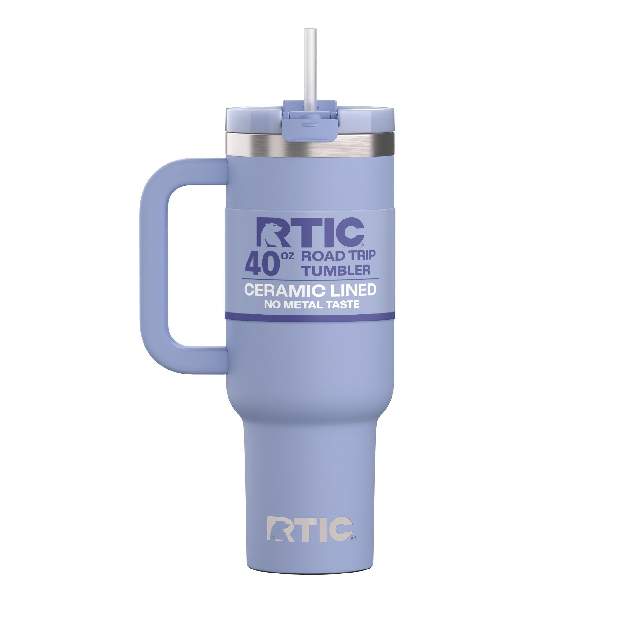 RTIC 40 oz Road Trip Tumbler Double-Walled Cermaic Lined Insulated Stainless Steel Portable Travel Coffee Mug Cup with Lid, Handle and Straw, Trailblazer