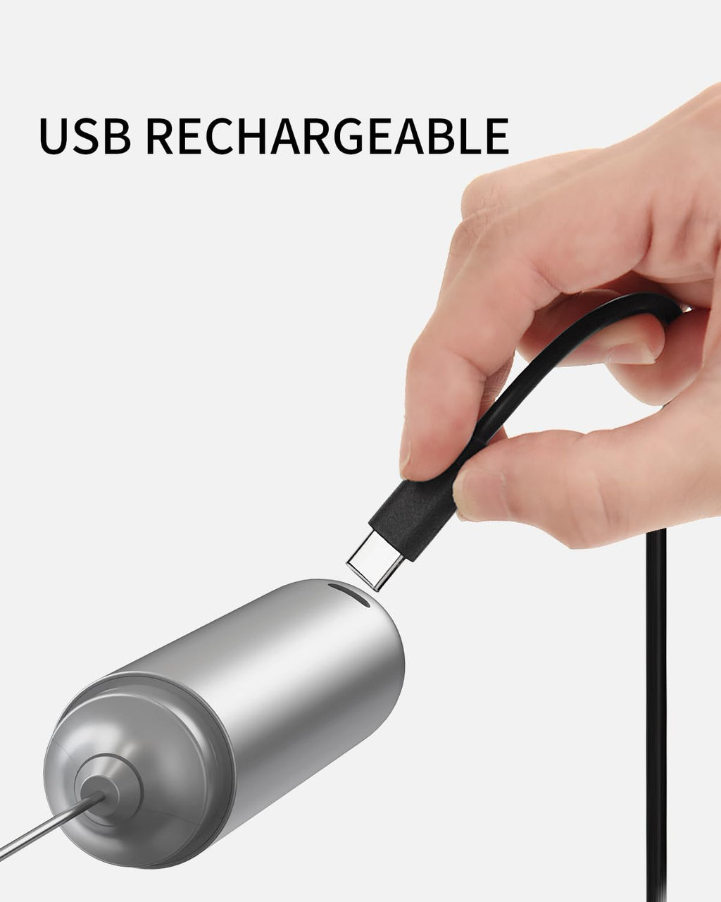 CIRCLE JOY Rechargeable Milk Frother Hanheld, Dual Coil Whisk Head Electric Coffee Frother, Portable Hand Frother Wand Drink Mixer for Matcha Lattes Cappuccino, Kitchen Gifts, Black