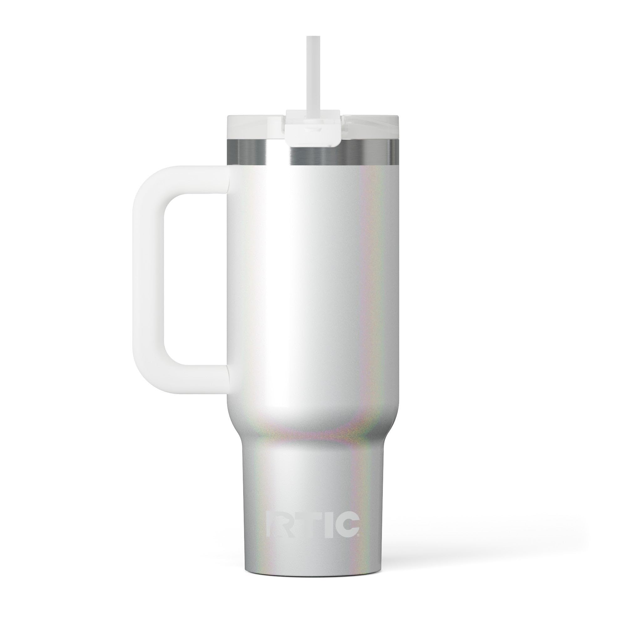 RTIC 40 oz Road Trip Tumbler Double-Walled Cermaic Lined Insulated Stainless Steel Portable Travel Coffee Mug Cup with Lid, Handle and Straw, Trailblazer