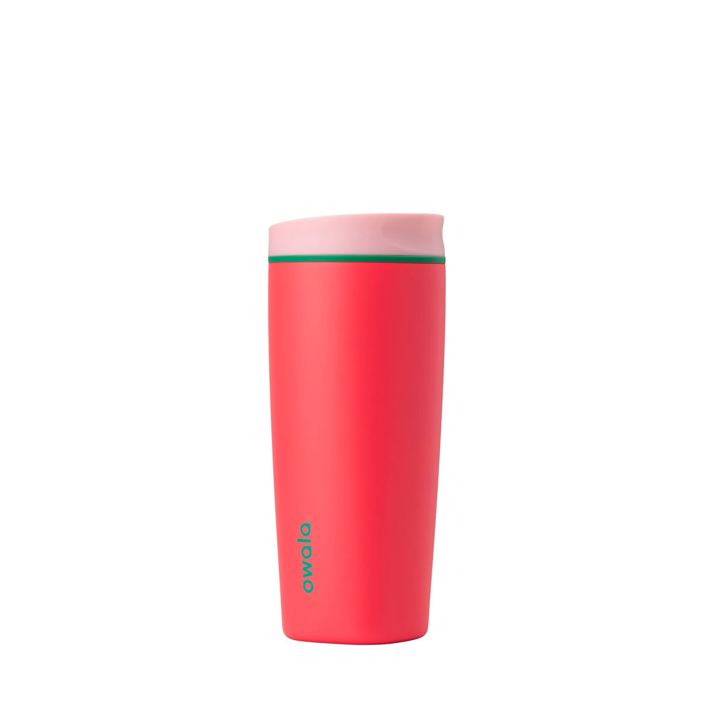 Owala SmoothSip Slider Insulated Stainless Steel Coffee Tumbler, Reusable Iced Coffee Cup, Hot Coffee Travel Mug, BPA Free 20 oz, Pucker Up
