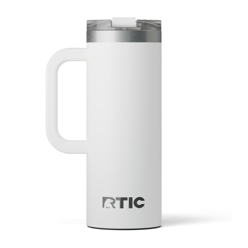 RTIC 20oz Road Trip Travel Mug with Lid and Handle, Ceramic Lined, Insulated, Stainless Steel, Metal, Double Wall Vacuum-Insulation, Portable Coffee, Tea Cup for Hot and Cold Drink, Black