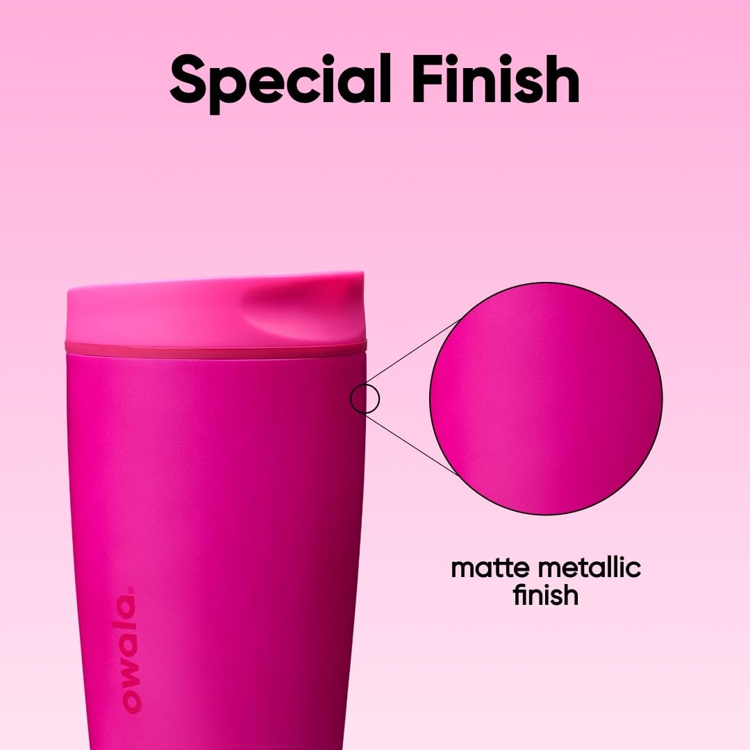Owala SmoothSip Slider Insulated Stainless Steel Coffee Tumbler, Reusable Iced Coffee Cup, Hot Coffee Travel Mug, BPA Free 12 oz, Vanilla Bean