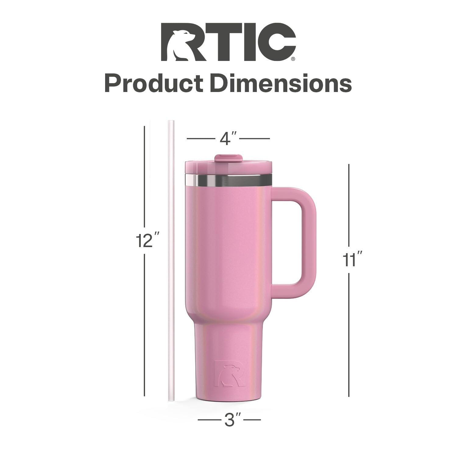 RTIC 40 oz Road Trip Tumbler Double-Walled Cermaic Lined Insulated Stainless Steel Portable Travel Coffee Mug Cup with Lid, Handle and Straw, Trailblazer