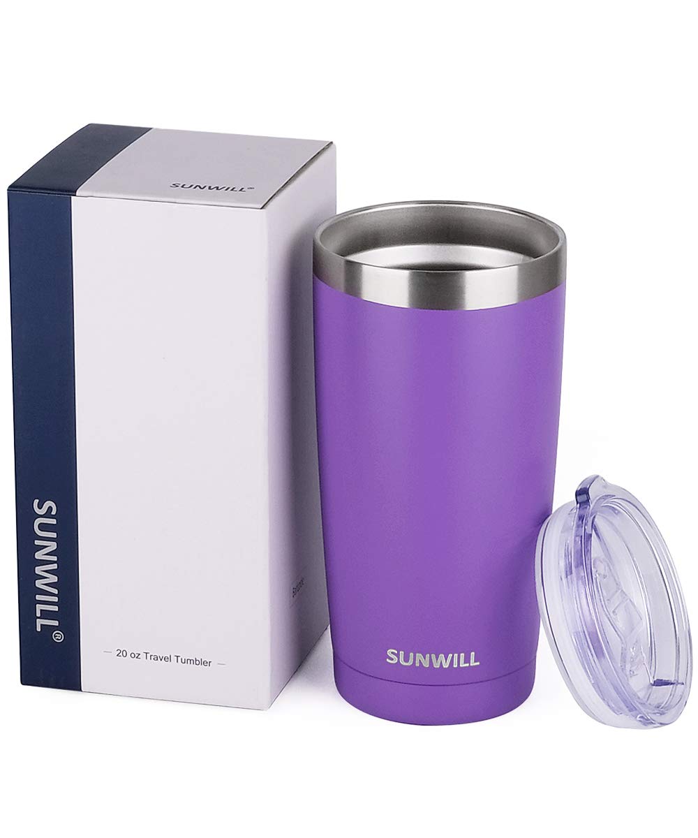 SUNWILL Travel Coffee Tumbler 20 oz, Insulated Mug with Lid, Stainless Steel Cup for Outdoor, Powder Coated Navy