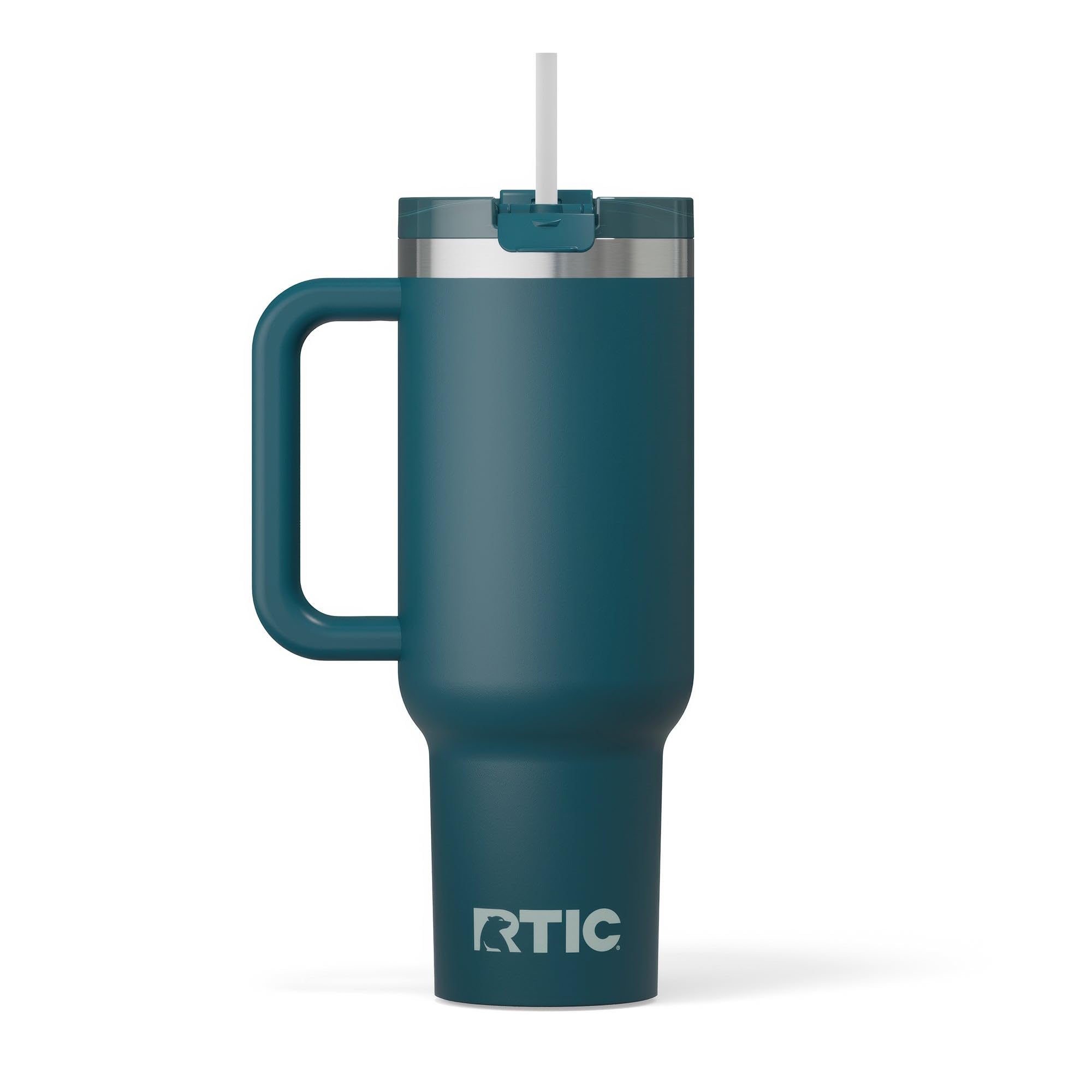 RTIC 40 oz Road Trip Tumbler Double-Walled Cermaic Lined Insulated Stainless Steel Portable Travel Coffee Mug Cup with Lid, Handle and Straw, Trailblazer