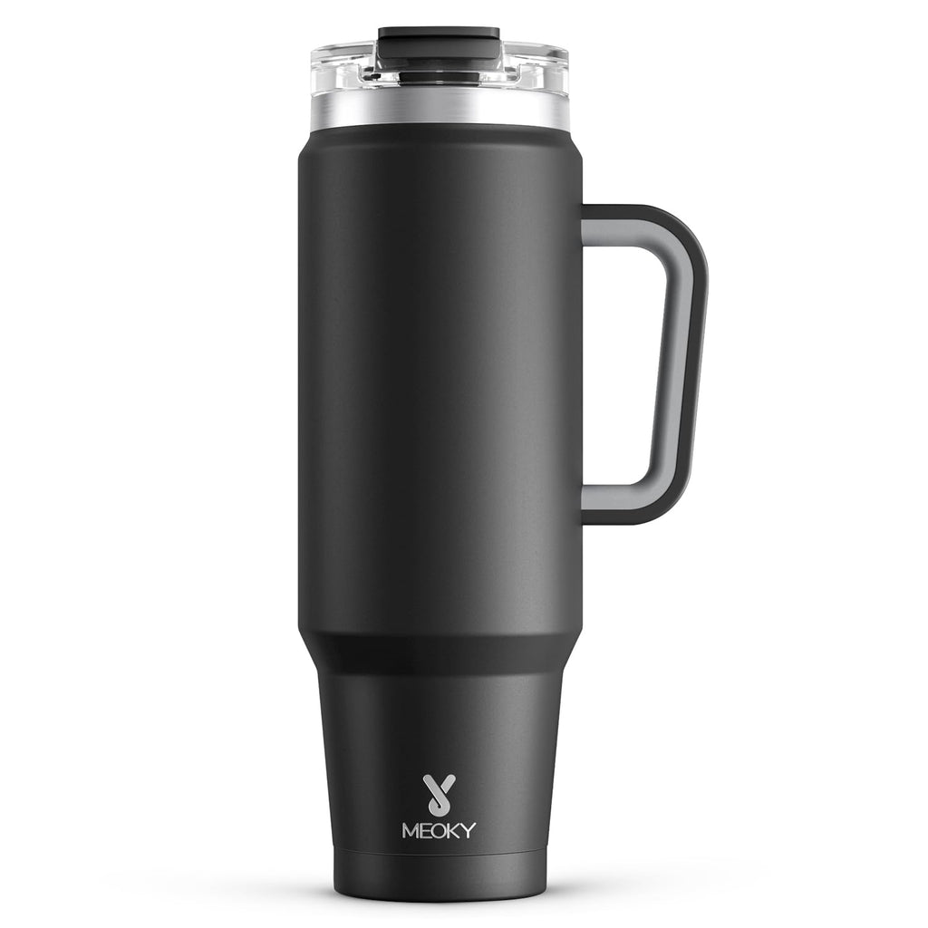 Meoky 32 oz Tumbler with Handle, Insulated Tumbler with Lid and Straw, Stainless Steel Travel Mug, Keeps Cold for 24 Hours, 100% Leak Proof, Fits in Car Cup Holder (Night)