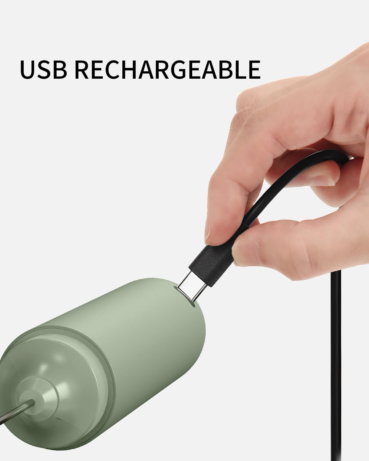 CIRCLE JOY Rechargeable Milk Frother Hanheld, Dual Coil Whisk Head Electric Coffee Frother, Portable Hand Frother Wand Drink Mixer for Matcha Lattes Cappuccino, Kitchen Gifts, Black