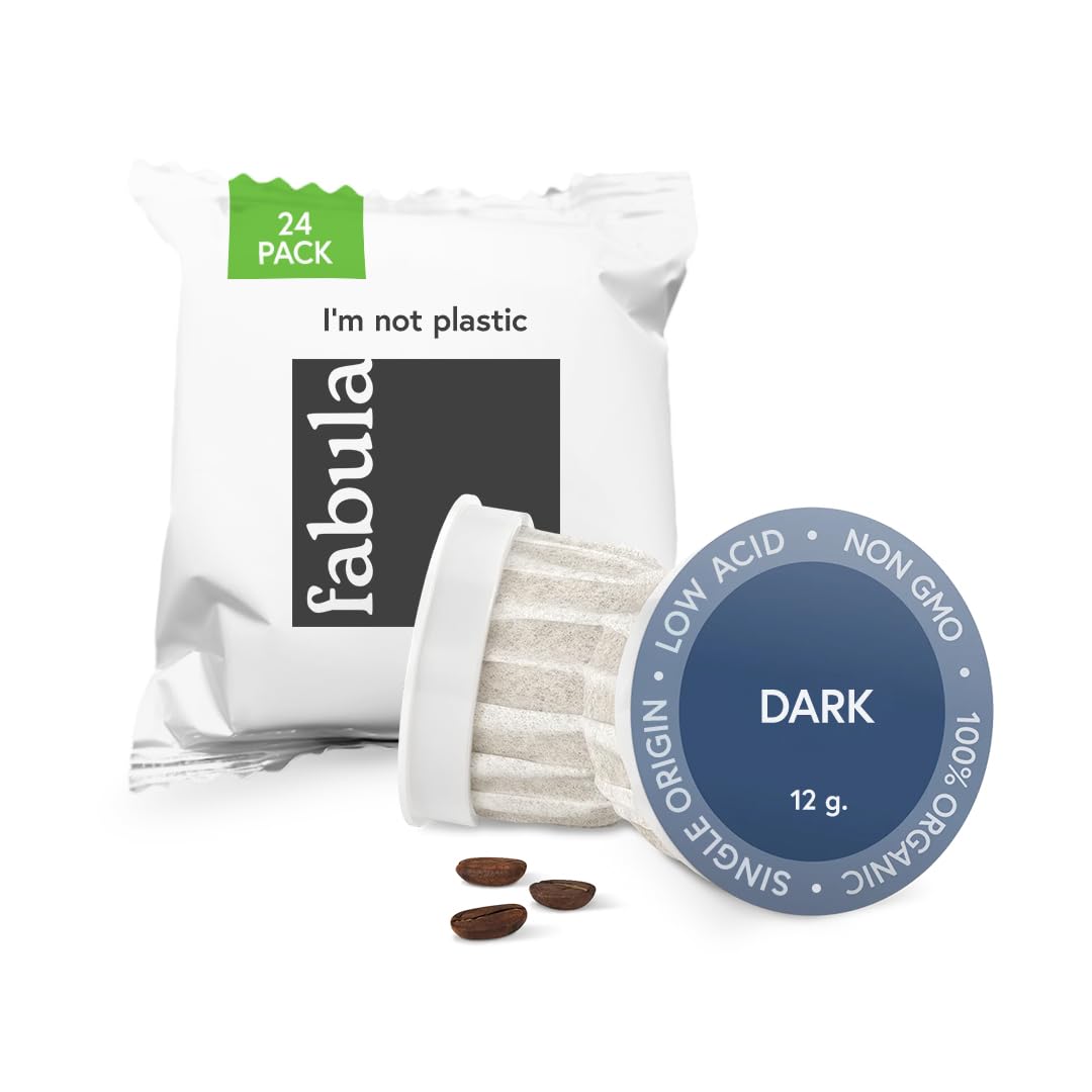 Fabula USDA Organic Coffee Pods for Keurig, Keurig 2 Machines, Medium Roast, Low Acid Coffee K-Cups, 24 Ct, Single Origin - Mold Free - Non-GMO Kcups, Compostable, Biodegradable