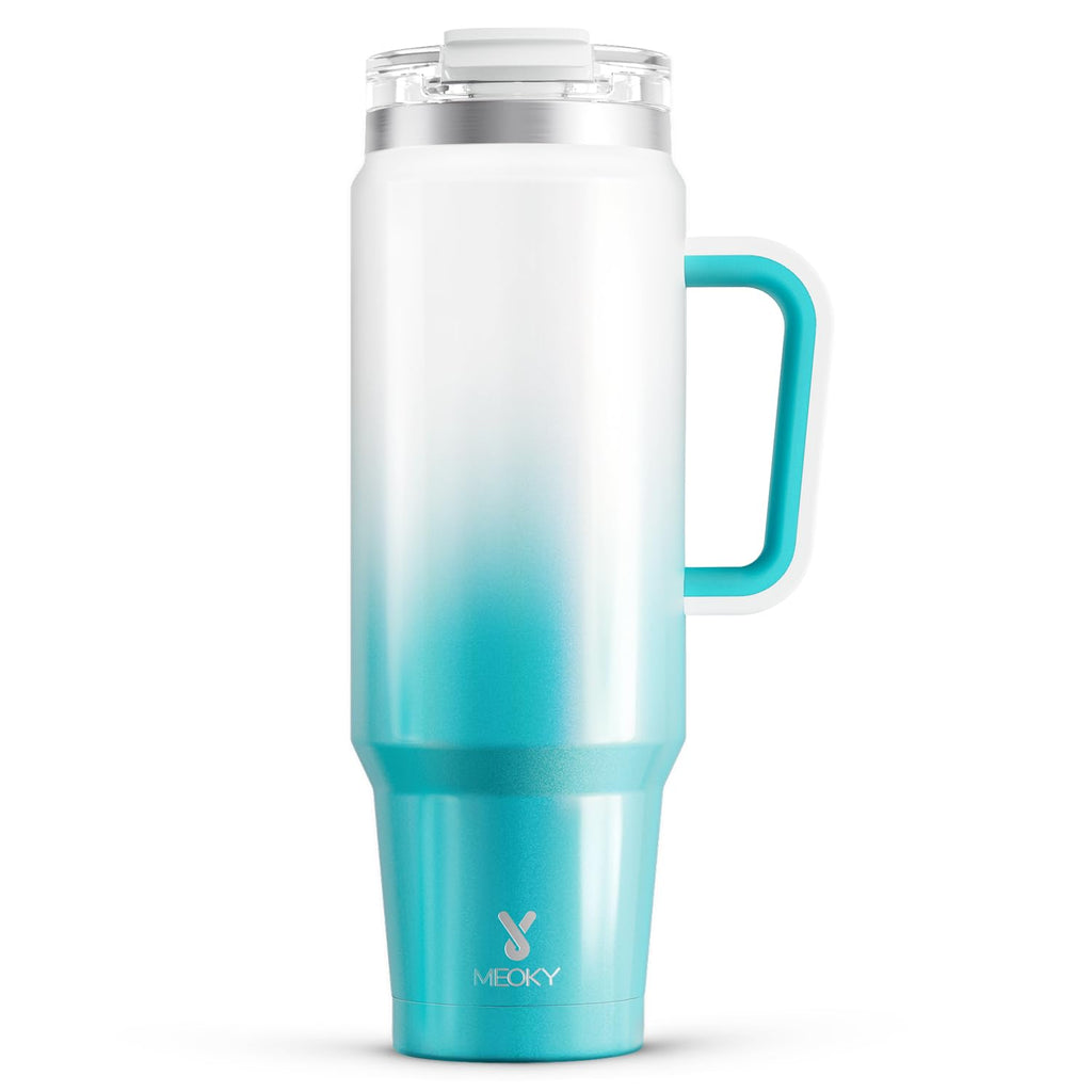 Meoky 32 oz Tumbler with Handle, Insulated Tumbler with Lid and Straw, Stainless Steel Travel Mug, Keeps Cold for 24 Hours, 100% Leak Proof, Fits in Car Cup Holder (Night)