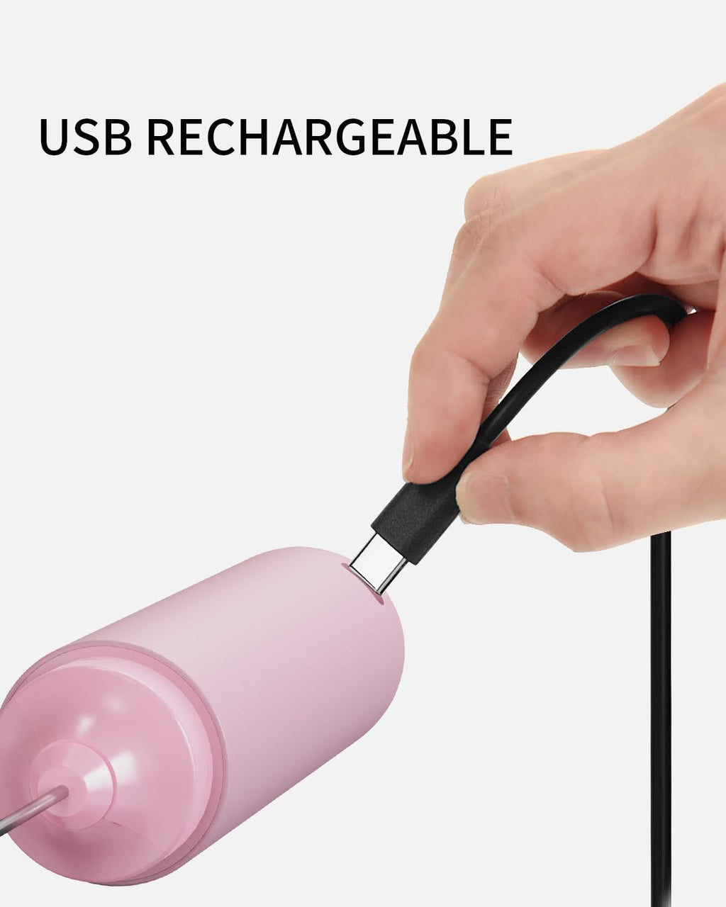 CIRCLE JOY Rechargeable Milk Frother Hanheld, Dual Coil Whisk Head Electric Coffee Frother, Portable Hand Frother Wand Drink Mixer for Matcha Lattes Cappuccino, Kitchen Gifts, Black